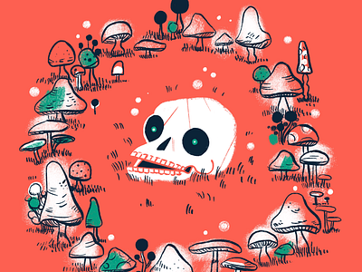 Cursed Fairy Circle color evil fairy illustration mushrooms skulls texture