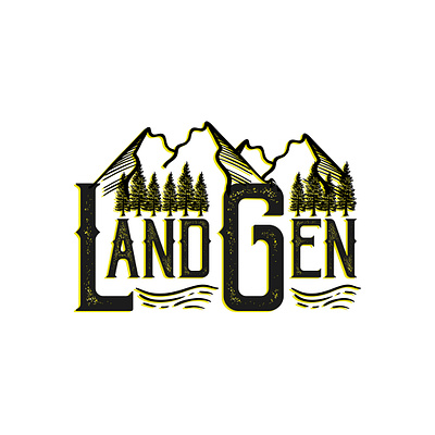 LandGen design gen hipster land logo mountain ocean river sarahgraphics tree vintage