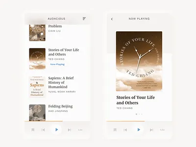 Audiobook App audiobook book library music player neumorphism product design sepia soft ui user interface design