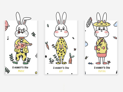 A rabbit's day design illustraion rabbit
