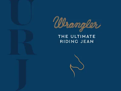 Wrangler Ultimate Riding Jean Logo apparel branding clean clothing country horse illustration jeans line lockup logo riding serif silhouette simple western wrangler