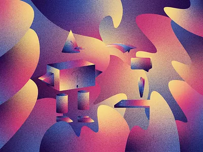 Soial Machine abstract art brutalist gradient illustration isometric illustration texture ui ux