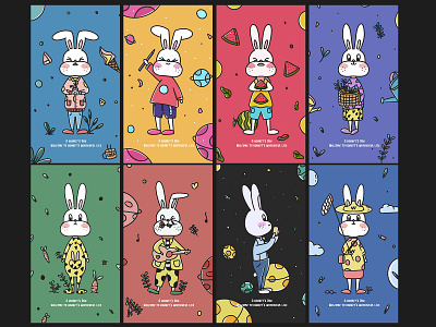 A rabbit's day design illustraion rabbit