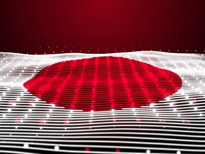 Japan Digital Flag background data digital flag future internet japan japan flag japanese japanese flag modern art net wave waving flag web