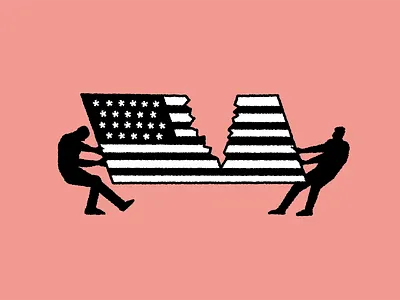 Tearing US apart editorial illustration illustration