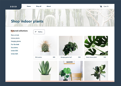 Indoor Plants Store Concept ecommerce site indoorplants plant store plants productgallery productpage shopping ui design ux design webdesign