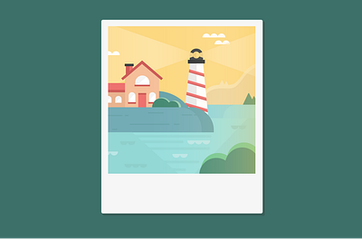 Polaroid digital art digital illustration flat design graphic design house illustration summer