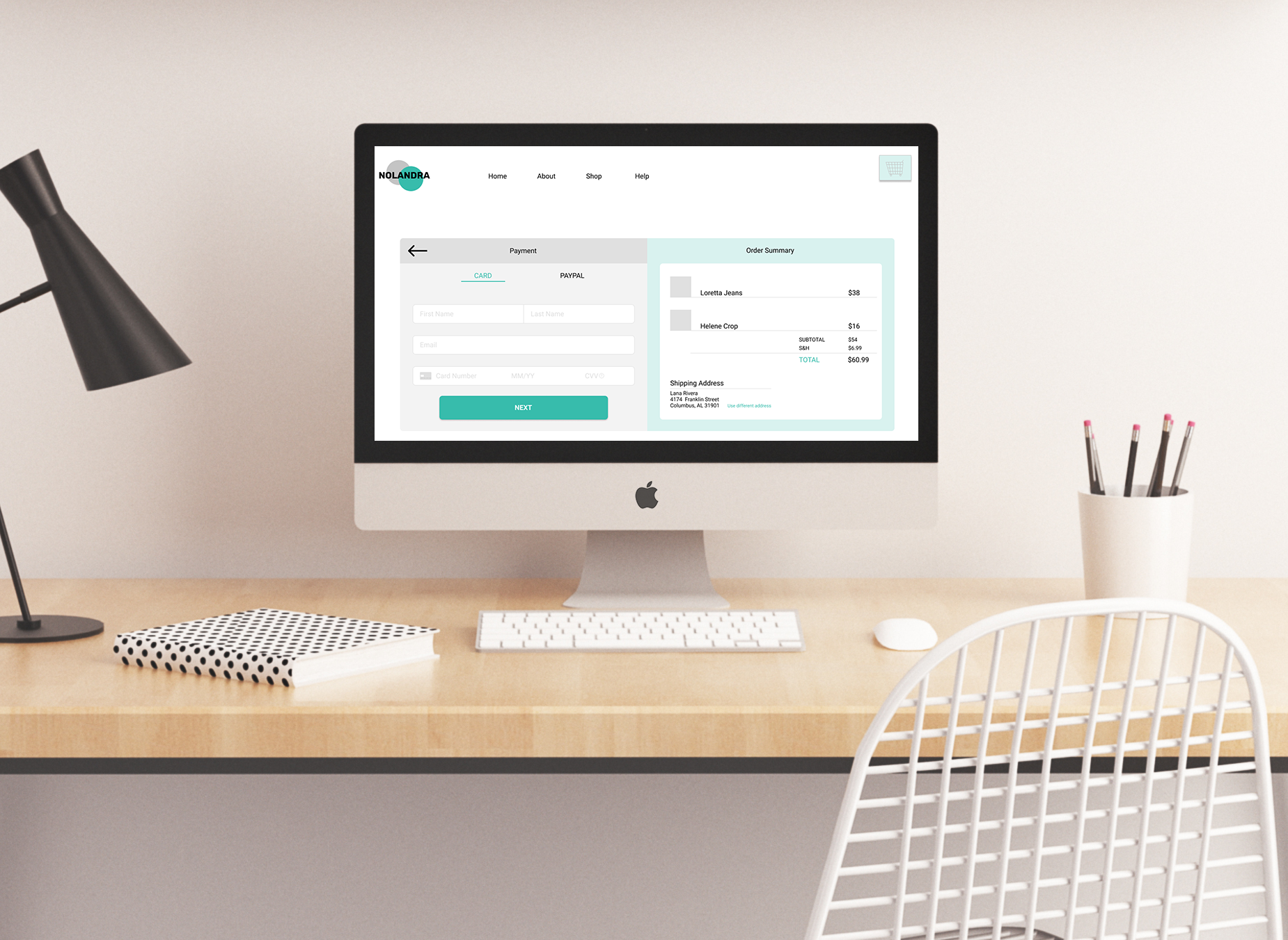 Example of Credit Card Payment Screen