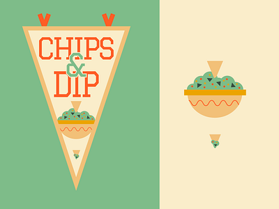 Go Team! chips dip dribbbleweeklywarmup guac illustration pennant snacks sport