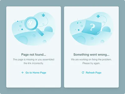 Error states: 404 and 503 pages 404 404 error 404 page 500 500 error 500 page 503 error 503 page empty state error error message error state figma figma design illustraion inspiration not found something went wrong webdesign
