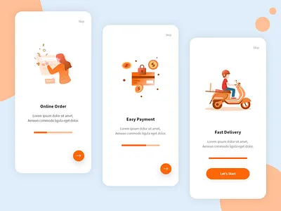 Online Shopping Onboarding Screens branding design icon illustration logo onboarding screen onboarding ui type typography ui ux vector web