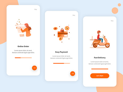 Online Shopping Onboarding Screens branding design icon illustration logo onboarding screen onboarding ui type typography ui ux vector web