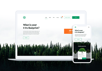 Carbon footprint calculator design gogreen green layout layouts screen design screen flow tree trees ui user interface design userinterface ux website website concept website design