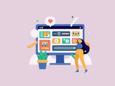 Computer Icon Loop 2d animation branding character flat icon loop person ui ux vector web