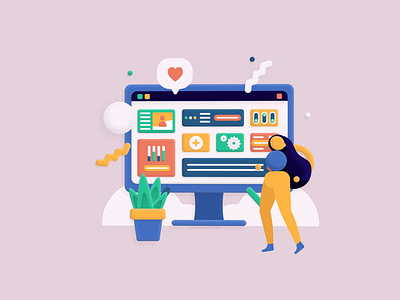 Computer Icon Loop 2d animation branding character flat icon loop person ui ux vector web