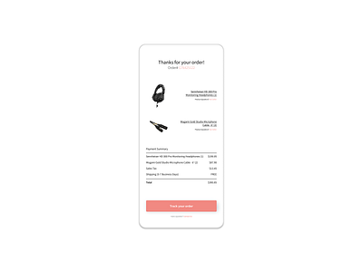 Daily UI Challenge Day 17: Email Receipt app audio checkout daily 100 challenge daily ui dailyui day17 delivery email equipment figma headphones receipt track ui