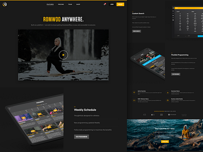 Romwod: Features Page conversion crossfit dark features landing page san diego streaming tour video walkthrough