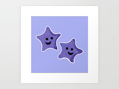 Starfish Friends 8"x8" Art Print animals aquatic childrens illustration fish for kids illustration illustrator ocean purple sea seastar starfish stars vector water