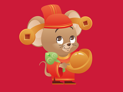 Year of the Rat 2020: 恭喜发财 cartoon character design illustration vector