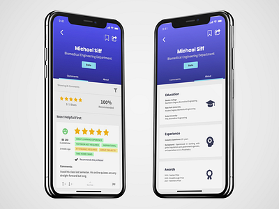 Professor Profile app design ui ux