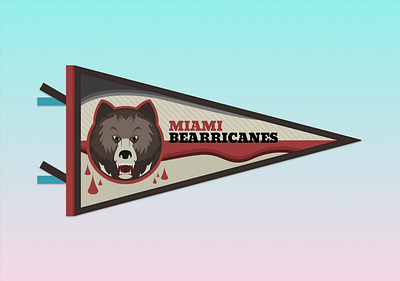 Miami Bearricanes Pennant design dribbbleweeklywarmup flat illustration sketchapp vector