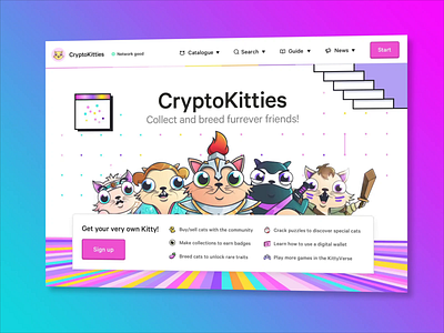 CryptoKitties: Website art direction blockchain branding cats character crypto cryptokitties dapper dapperlabs design game art game ui gaming illustration kitties ui uidesign ux uxdesign vancouver