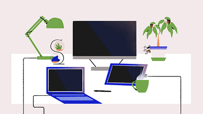 Workspace Illustration design desk flat graphic illustration workspace