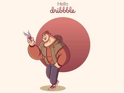 Hello Dribbble! character debut first shot hello hello dribble hello world illustraion man snitch ui