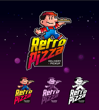 Retro Pizza cartoon illustration logo design pizza cartoon logo