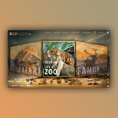 wildplanetTV animal design flat illustration illustrator trending typography ui uidesign uiux web webdesign website wildlife