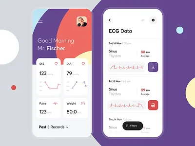 Smart Blood Pressure App 2020 app ui art cards creative dashboard health healthcare app icons illustration interaction medical mobile patient product design saas app smart typography ui