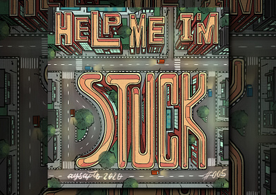 "Stuck" Hand Lettering architecture artwork digital art digital lettering goodtype hand lettering illustrator art isometric isometric art isometric design isometric illustration lettering perspective typography visual art visual arts