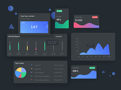 Graph UI - Dark Theme app application chart clean colorful dailyui dashboard design graph interface ui user ux web