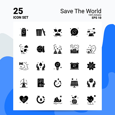 Save The World Solid Icon Set