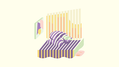 Meet My Roommate 02 bed bedroom illustration light roommate shadow stripes vector zebra