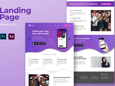 Landing Pages – Music Player Apps business creative display homepage interactive interface landing page mobile app mobile design music player professional service ui ui design website