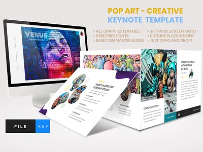 Pop Art - Creative Keynote Template agency business colourful company company presentations company profile corporate creative eye glasses fashion graffiti keynote template layout design pastel powerpoint presentation project studio