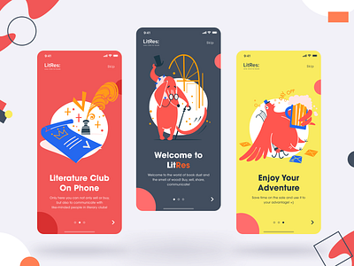 LitRes Redesign Concept: Onboarding art colorful colors concept design matid minimal mobile mobile app mobile app design mobile design mobile ui onboarding onboarding screens onboarding ui ui