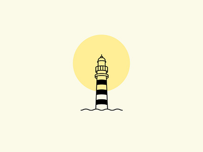 Lighthouse beacon branding coast freelance designer geometric illustration illustrator light lighthouse lighthouse logo logo minimal ocean sailing sea ship simple icon symbol vector waves