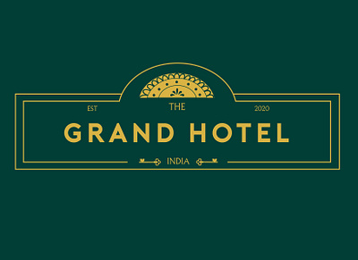 The Grand Hotel brand design branding design gold green hotel india indore logo logo design modern logo