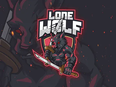 lone wolf esport logo cartoon logo design esport esport logo illustration logo logo design mascot logo vector wolf wolf logo