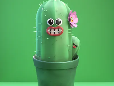 Cute Cactus 3d 3d art c4d cactus cartoon character characterdesign cute flower illustration redshift render