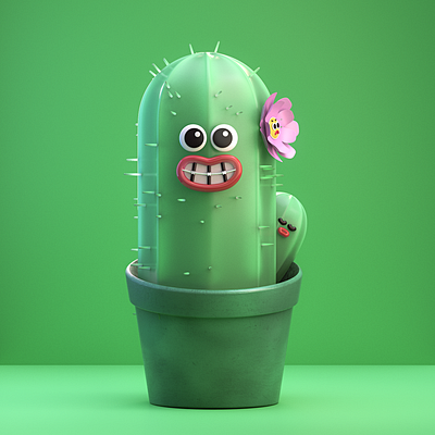 Cute Cactus 3d 3d art c4d cactus cartoon character characterdesign cute flower illustration redshift render