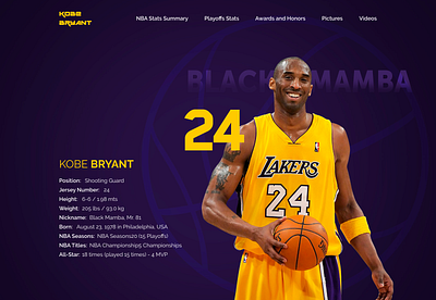 Player Profile - Kobe Bryant app basketball branding creative dailyui design kobe bryant kobebryant sport sports ui ux web