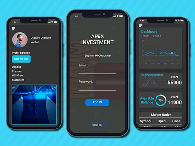 Apex Investment app design minimal ui ux web