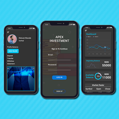 Apex Investment app design minimal ui ux web