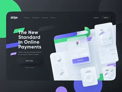 Stripe Landing Page | Neomorphism e commerce finance finance website fintech fintech landing page mobile banking neomorphism online payment online shopping payment payment confirmation payment service purchase saas skeuomorphism ui ux ￼ landing page