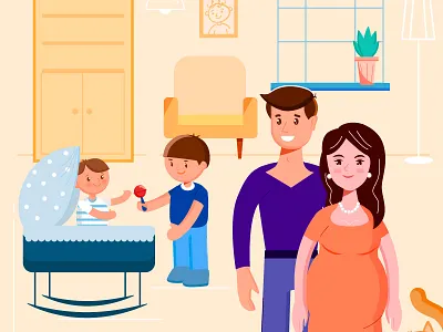 Happy family characters family illustration toys