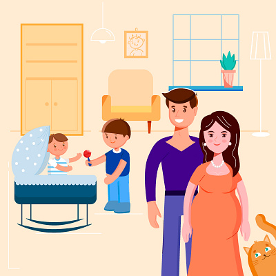 Happy family characters family illustration toys
