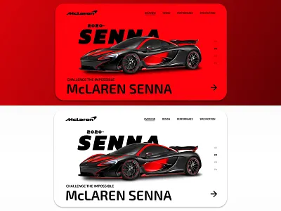 McLAREN SENNA Landing Page Concept Design adobexd branding car design figma landing page mclaren minimal senna sports ui design uiux web design